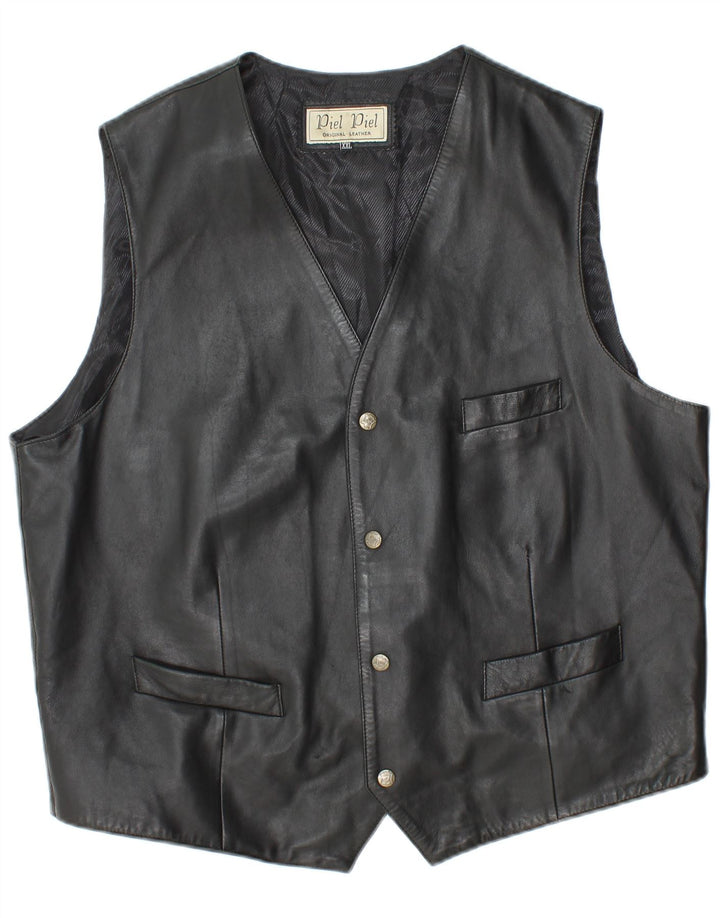 Vintage Herren Lederweste 2XL Schwarzes Leder