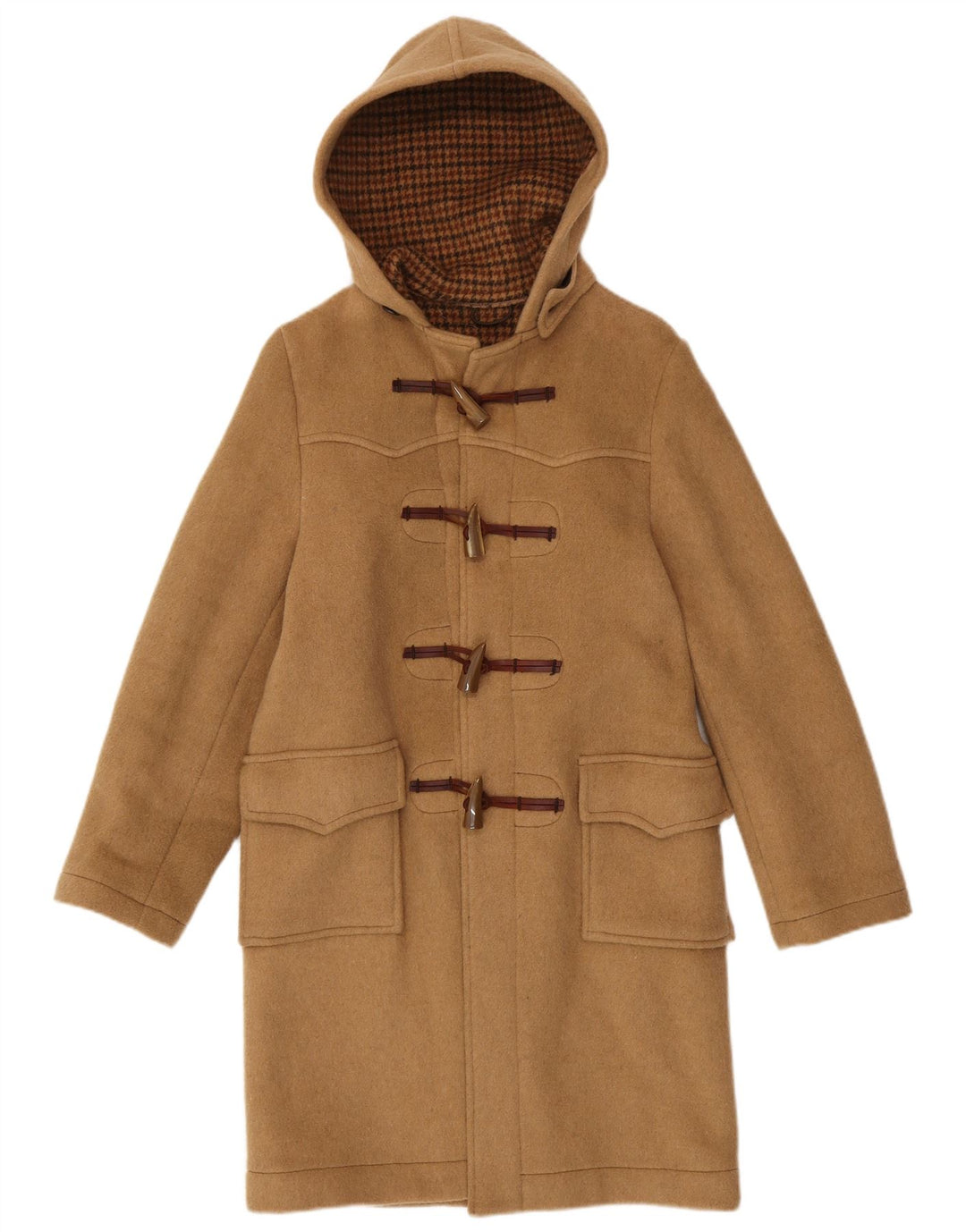 VINTAGE Damen Dufflecoat mit Kapuze UK 10 Small Beige