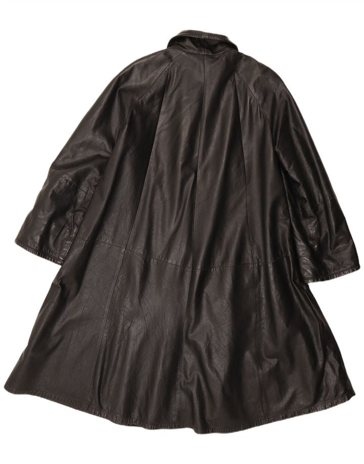 Vintage Damen Ledermantel IT 42 Mittelschwarzes Leder