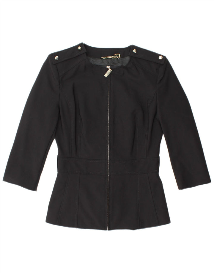 ELISABETTA FRANCHI Damen Blazerjacke mit 3/4-Ärmeln IT 42 Mittelschwarz