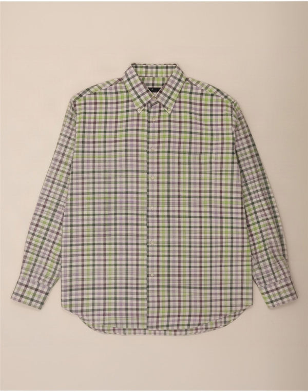 Fabio Inghirami Herren Flanellhemd Größe 43 17 XL Grüner Gingham