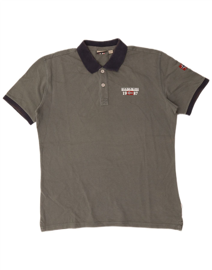 Napapijri Herren-Poloshirt, große graue Baumwolle