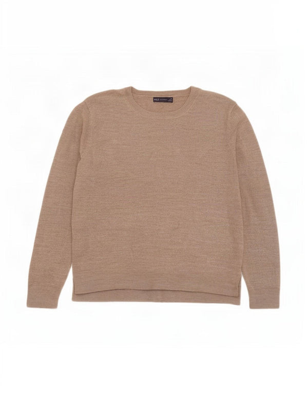 Marks & Spencer Damen-Pullover mit U-Boot-Ausschnitt, Gr. 18, XL, Beige, Acryl