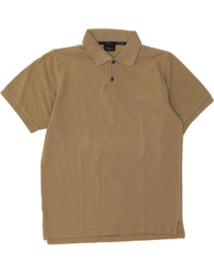 TRUSSARDI JEANS Mens Polo Shirt Medium Beige Cotton Vintage Trussardi Jeans and Second-Hand Trussardi Jeans from Messina Hembry 