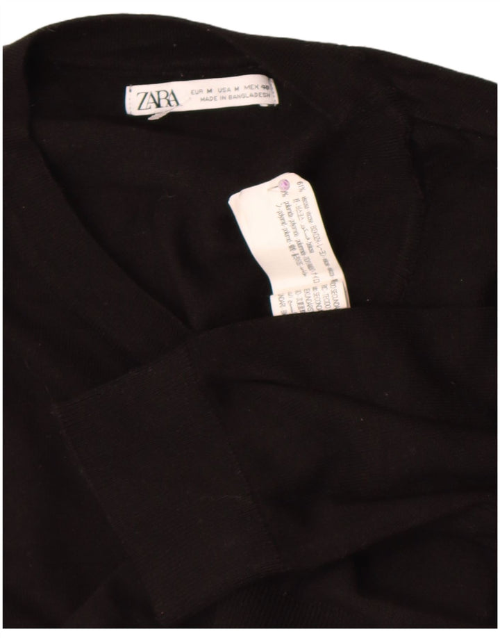 Zara Herren-Pullover mit Rundhalsausschnitt, mittlere schwarze Viskose