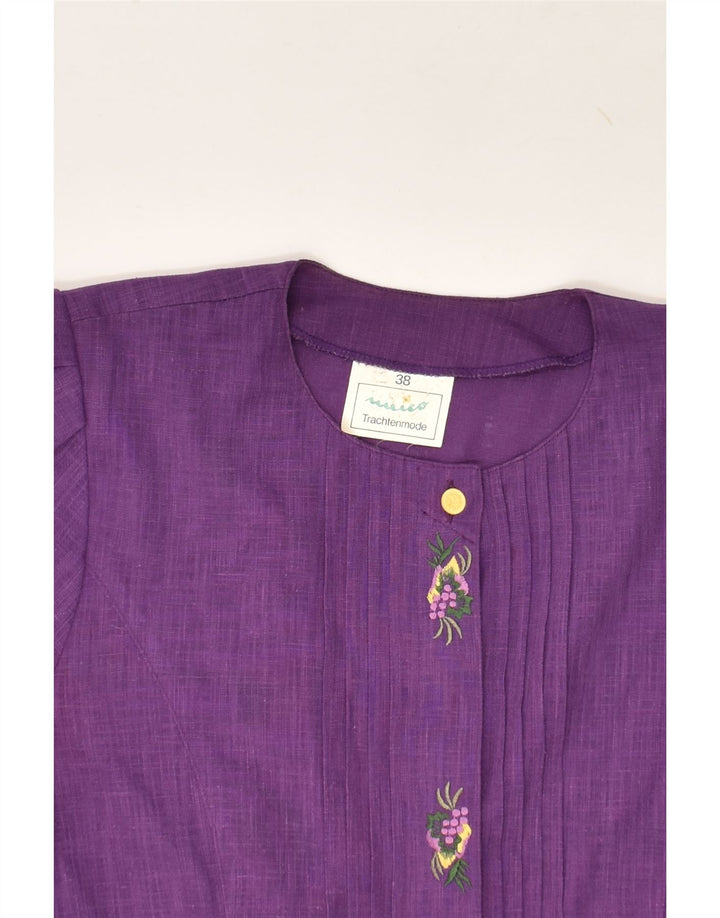 VINTAGE Womens Short Sleeve Shirt Blouse EU 38 Medium Purple Floral | Vintage Vintage | Thrift | Second-Hand Vintage | Used Clothing | Messina Hembry 