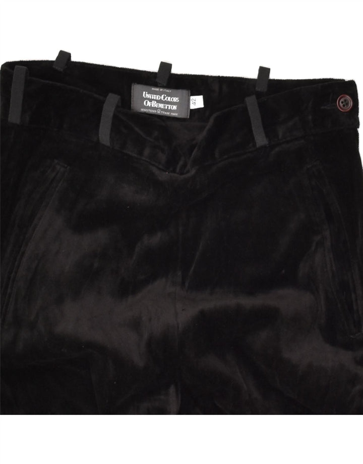 BENETTON Womens Slim Casual Trousers IT 42 Medium W26 L29  Black Cotton | Vintage Benetton | Thrift | Second-Hand Benetton | Used Clothing | Messina Hembry 