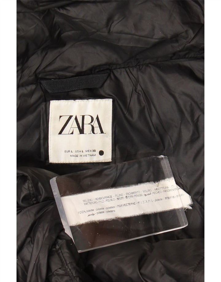 Zara Damen-Jacke mit Kapuze, gepolstert, UK 16, Größe L, Schwarz, Polyester