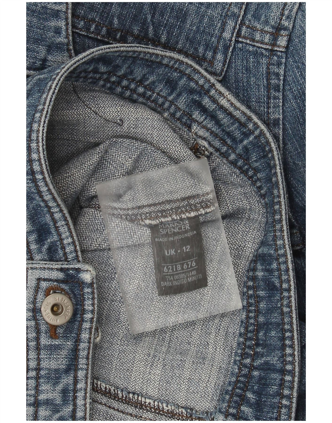 Marks & Spencer Damen Jeansjacke UK 12 Mittelblaue Baumwolle