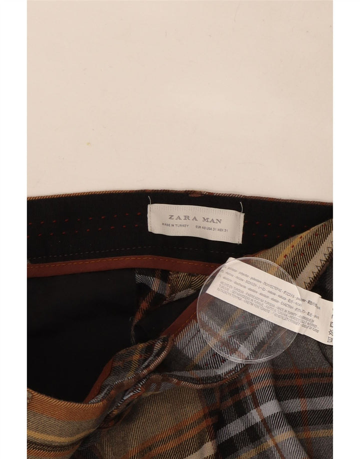 Zara Slim Chino-Hose für Herren, EU 40, M, W31, L33, mehrfarbig, kariert