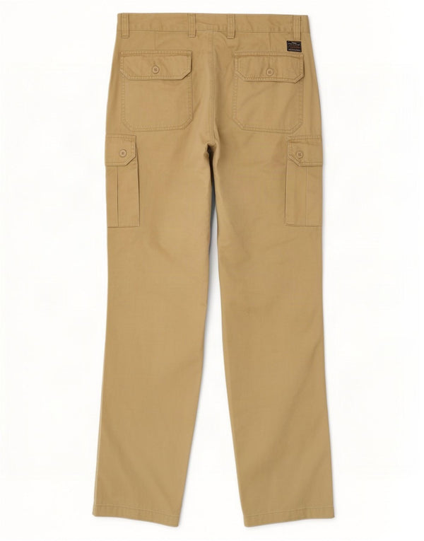 Vintage Mens Straight Cargo Trousers IT 50 Large W34 L32 Beige Cotton