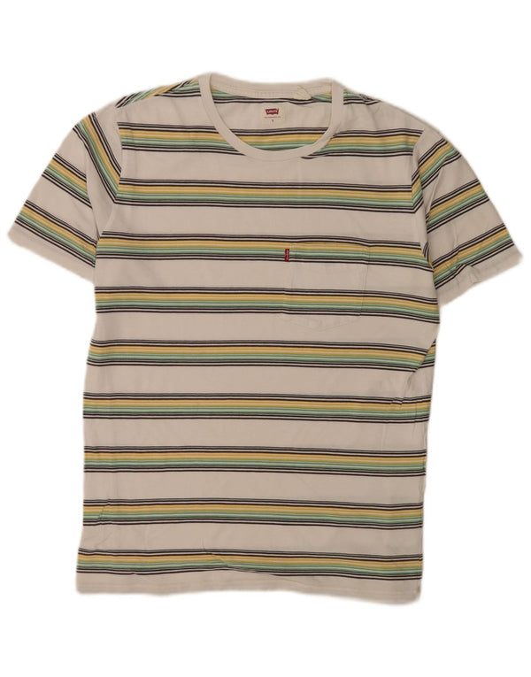 Levi's Mens T-Shirt Top Small White Striped Cotton
