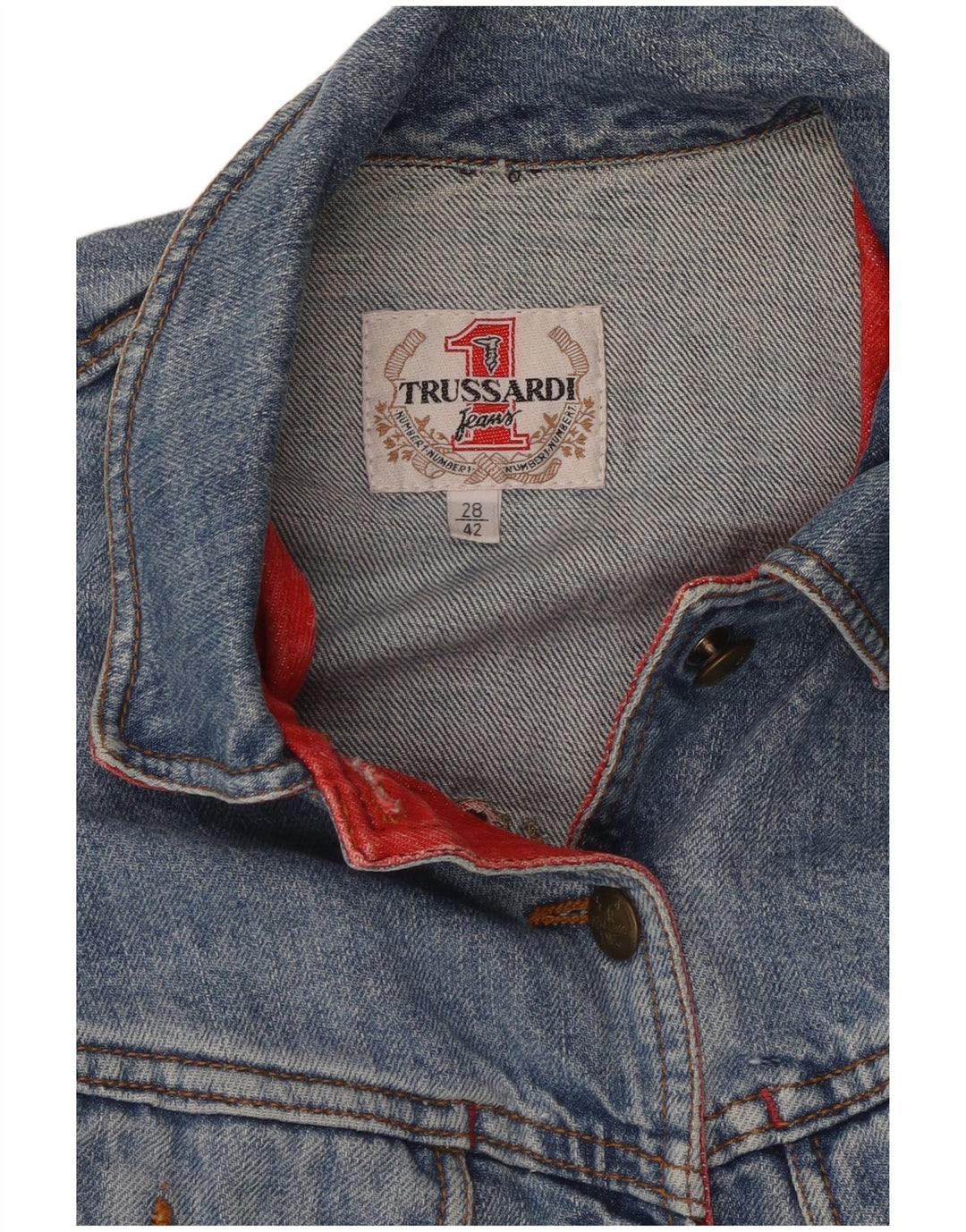 TRUSSARDI Damen Kurzarm-Denim-Bolerojacke IT 42 Mittelblaue Baumwolle