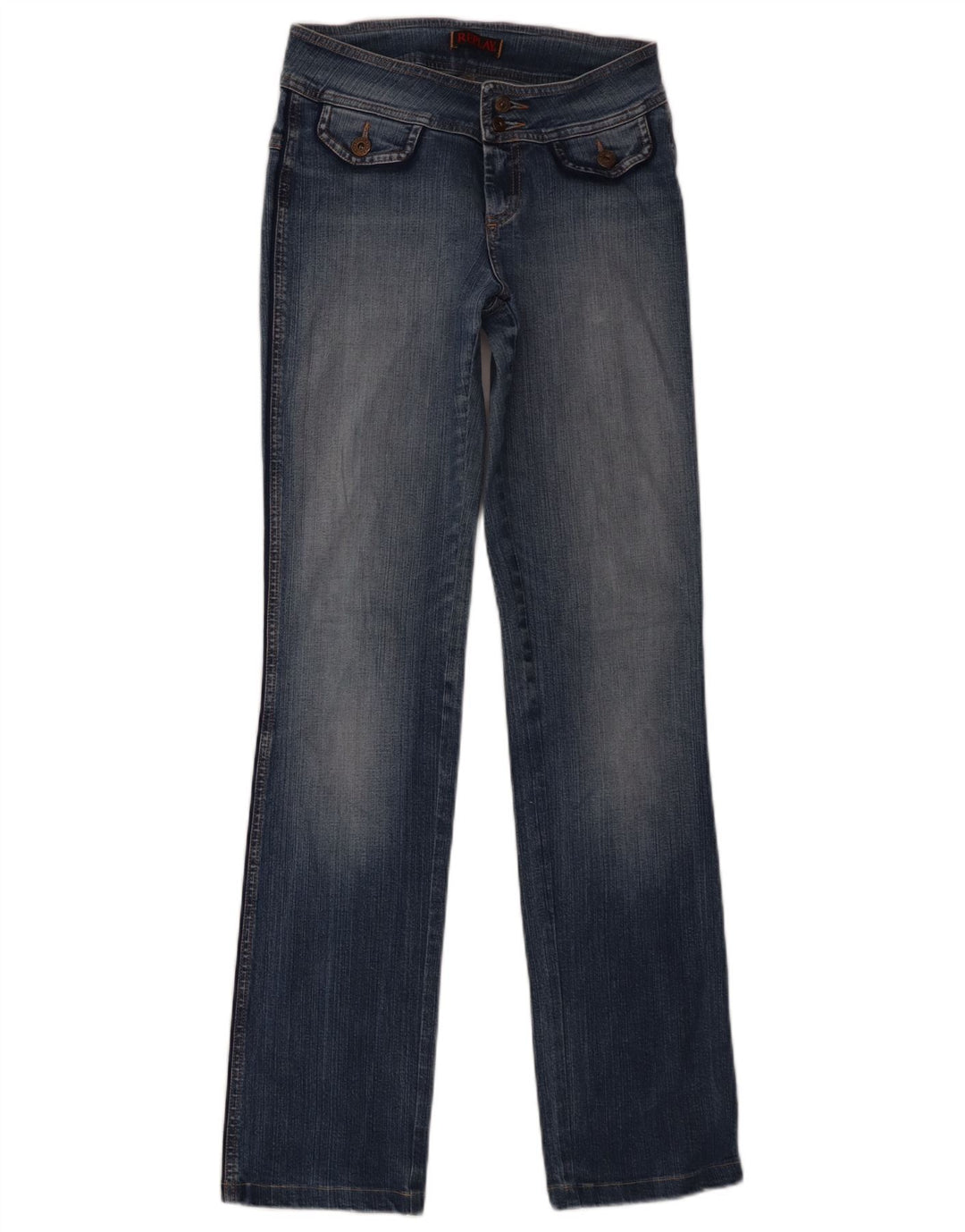 REPLAY Damen Straight Jeans W28 L34 Blaue Baumwolle