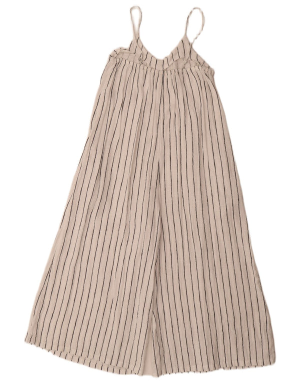 Marks & Spencer Mädchen-Overall, ärmellos, 9–10 Jahre, weiße Nadelstreifen-Baumwolle