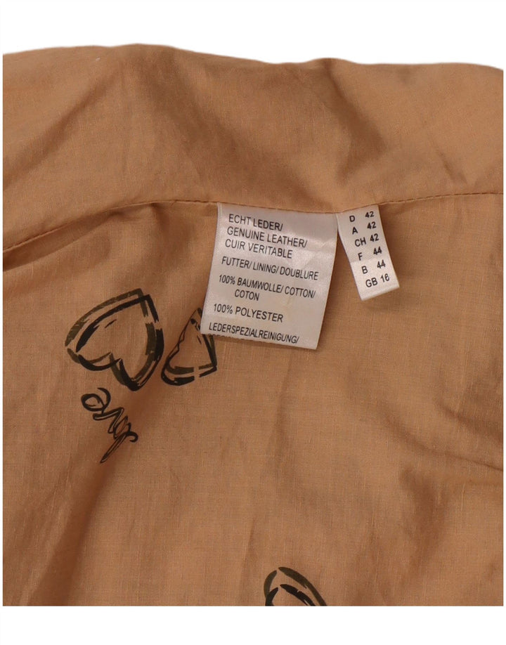 DAVID MOORE Damen Crop Bikerjacke UK 16 Large Grünes Colourblock-Leder