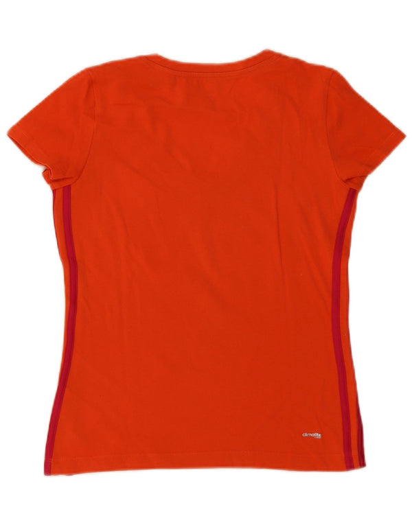 Adidas Damen Climalite T-Shirt Top UK 8/10 Small Orange Baumwolle