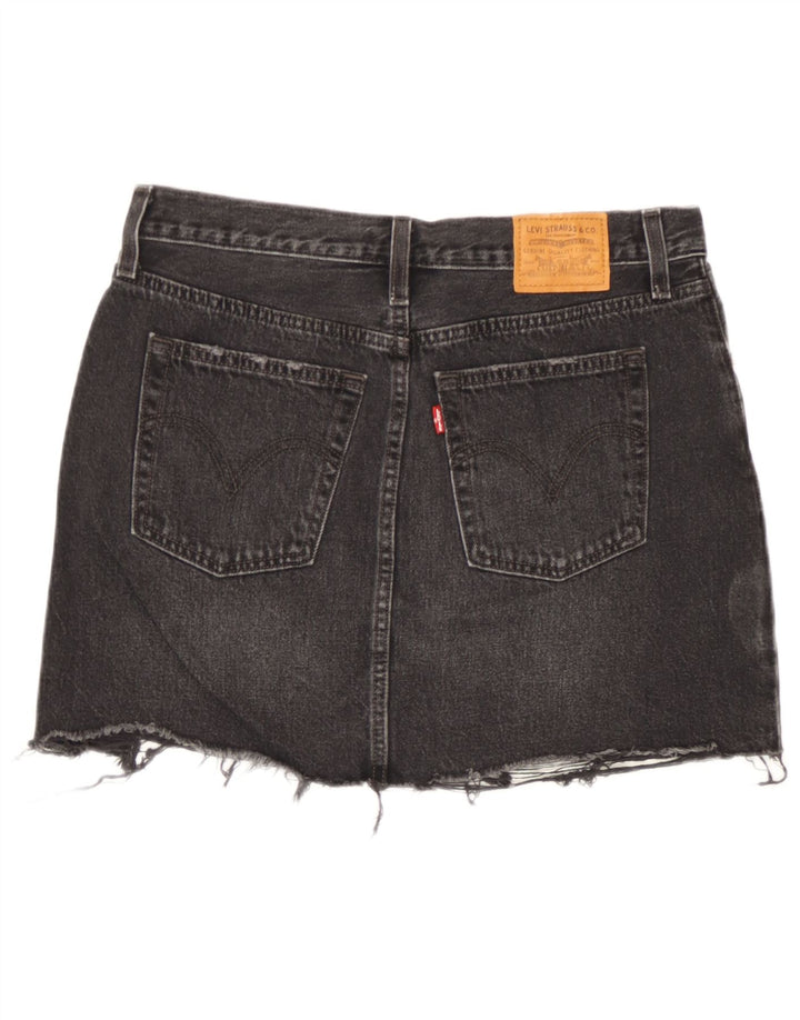 Levi's Damen Denim Distressed Minirock W28 Mittelschwarze Baumwolle