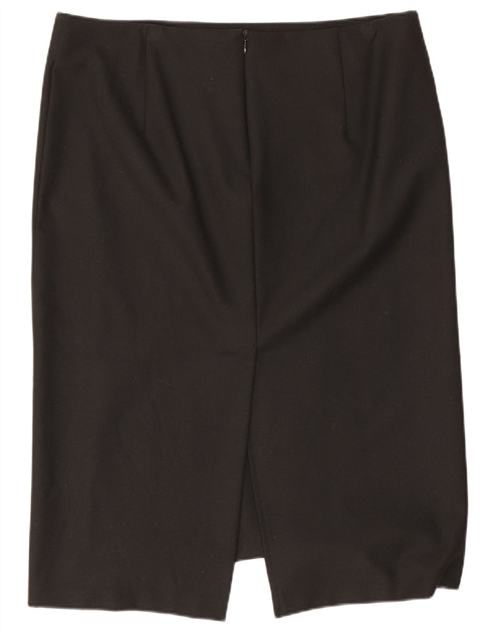 Benetton Damen Bleistiftrock IT 46 Large W32 Schwarz Polyester