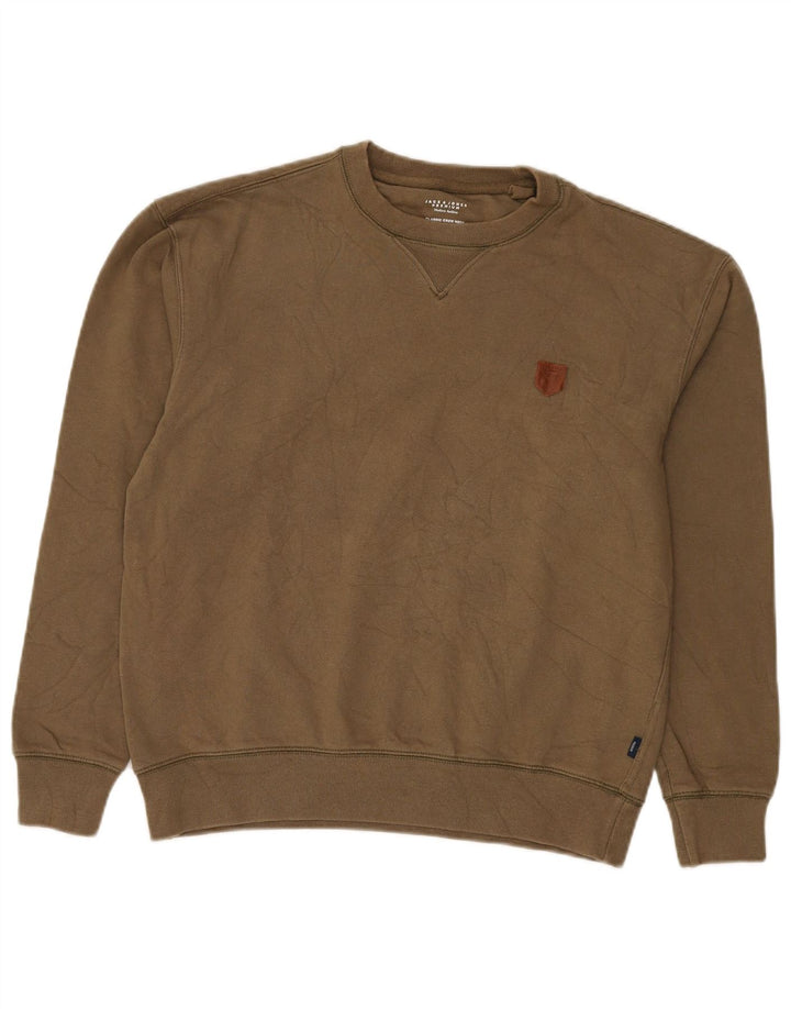 JACK & JONES Herren-Sweatshirt-Pullover, mittlere Khaki-Baumwolle