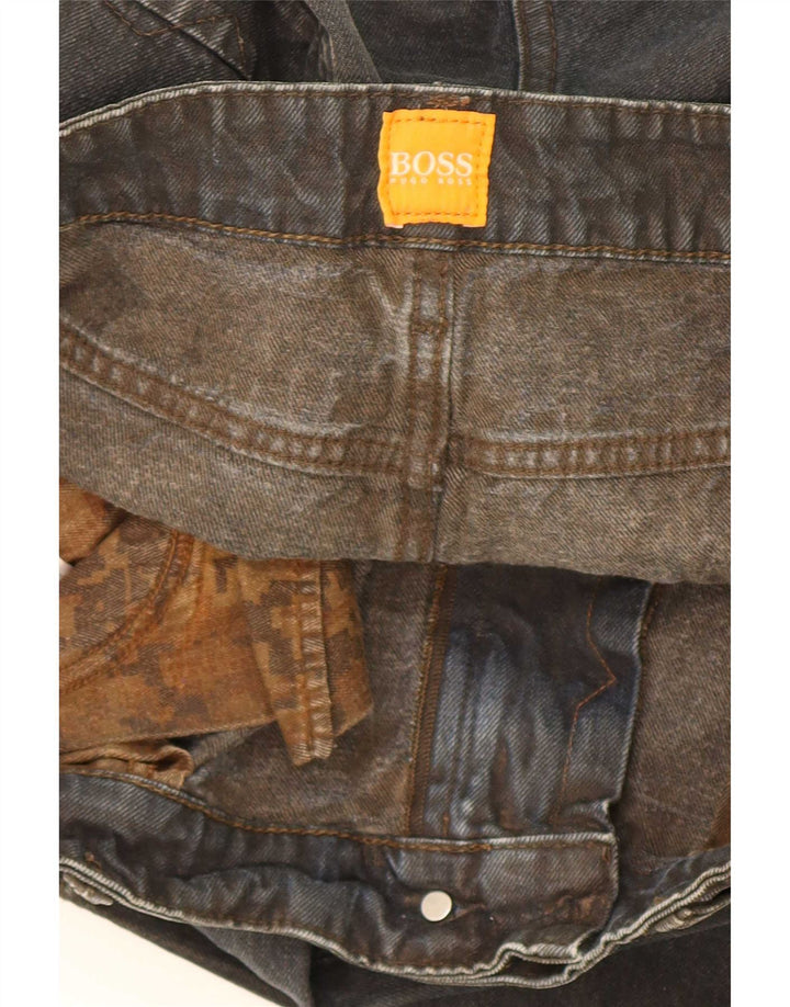Hugo Boss Herren Straight Jeans W34 L34 Schwarze Baumwolle