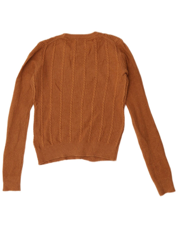 Jack Wills Damen-Pullover, bauchfrei, Rundhalsausschnitt, Gr. 8, Größe S, braune Wolle