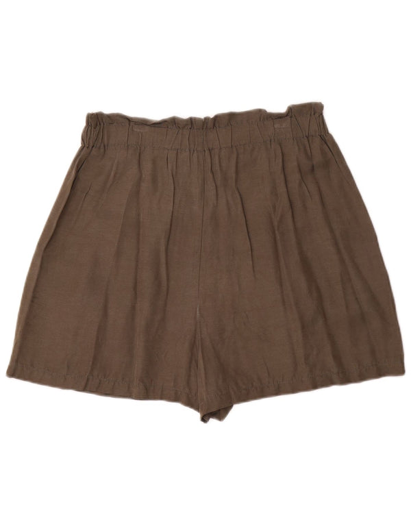 Zara Damen-Shorts mit hoher Taille und weitem Bein, lässig, Größe M, W28, Khaki, Cupro