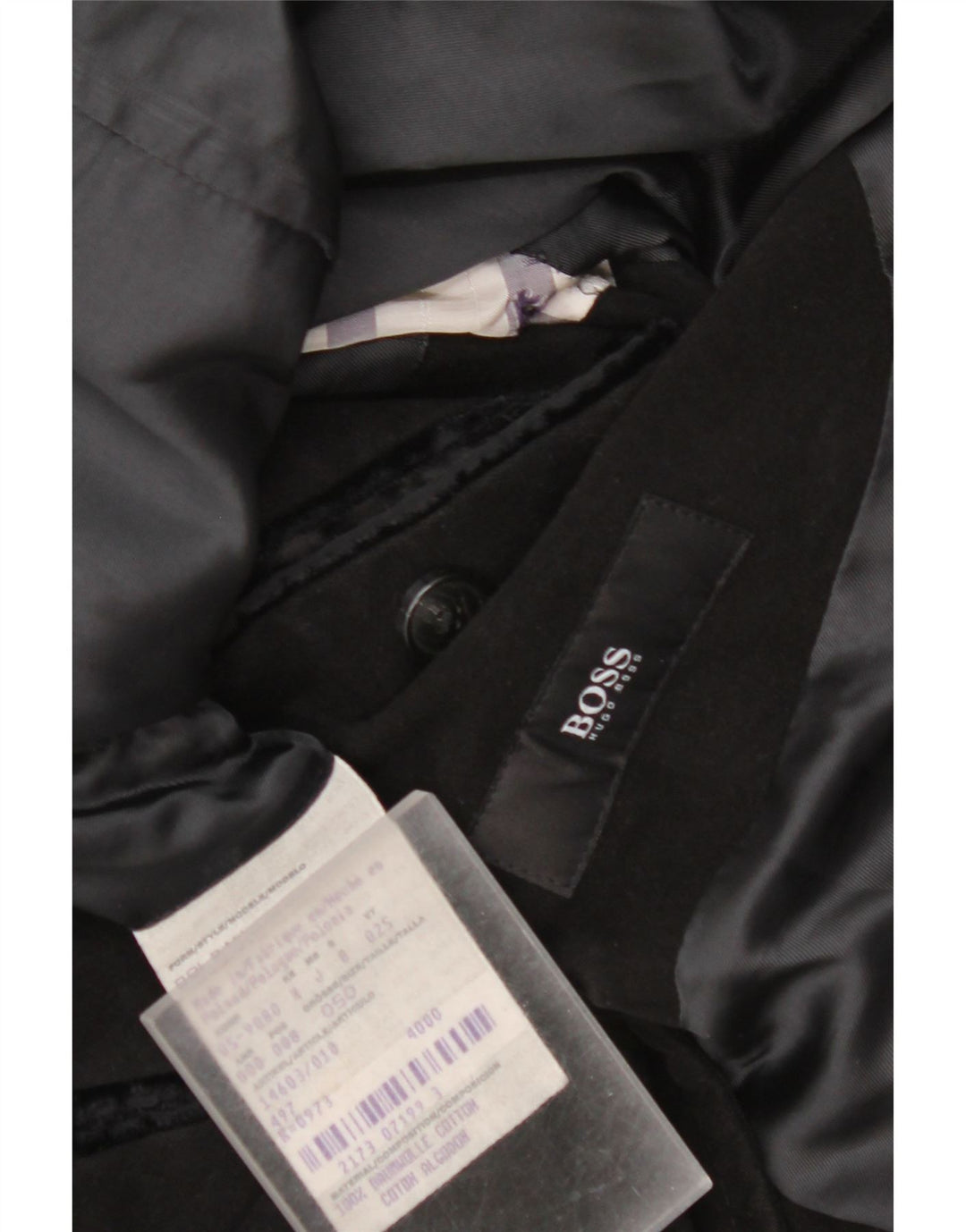 Hugo Boss Herrenmantel EU 50 Große schwarze Baumwolle