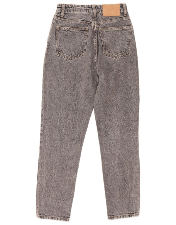 Zara Damen-Jeans mit hoher Taille, EU 34, 2XS, W24, L26, graue Baumwolle