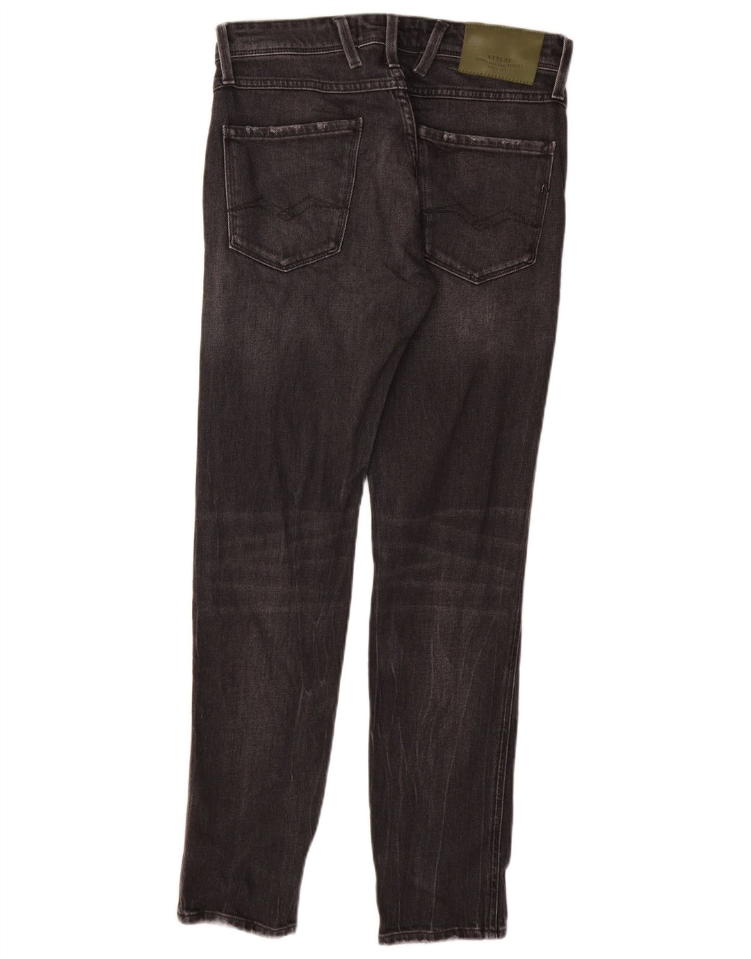 REPLAY Herren Anbass Slim Jeans W29 L30 Schwarze Baumwolle