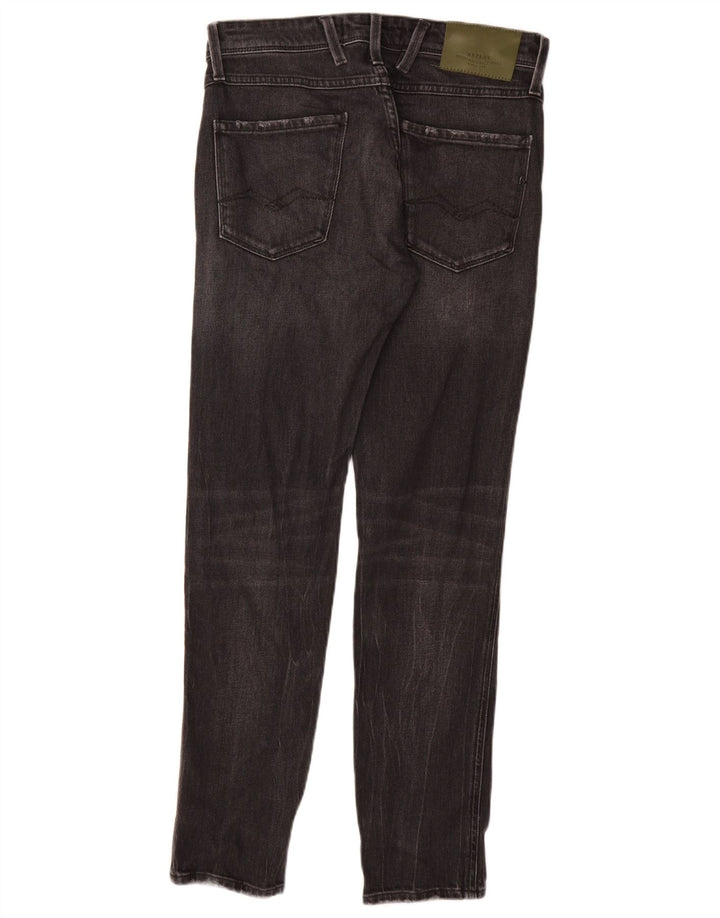 REPLAY Herren Anbass Slim Jeans W29 L30 Schwarze Baumwolle