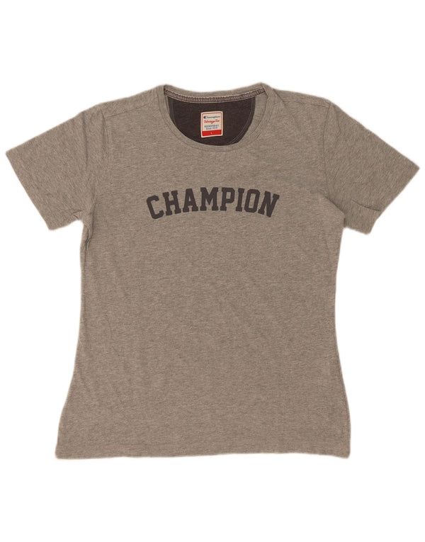 Champion Damen Heritage Fit Graphic T-Shirt Top UK 14 Large Grau meliert