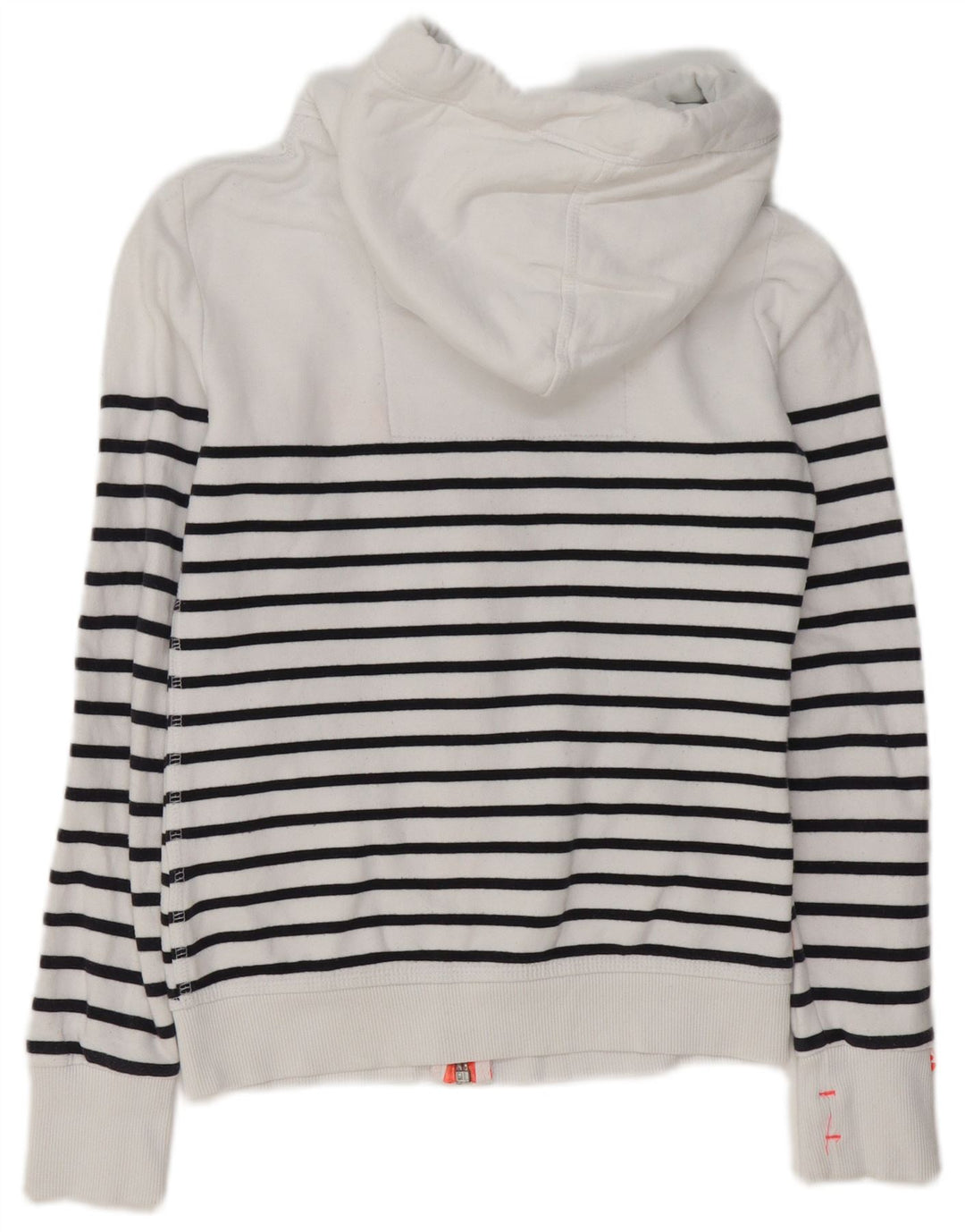 SUPERDRY Damen-Kapuzenpullover mit Reißverschluss, UK 6, XS, weiß gestreift, Baumwolle