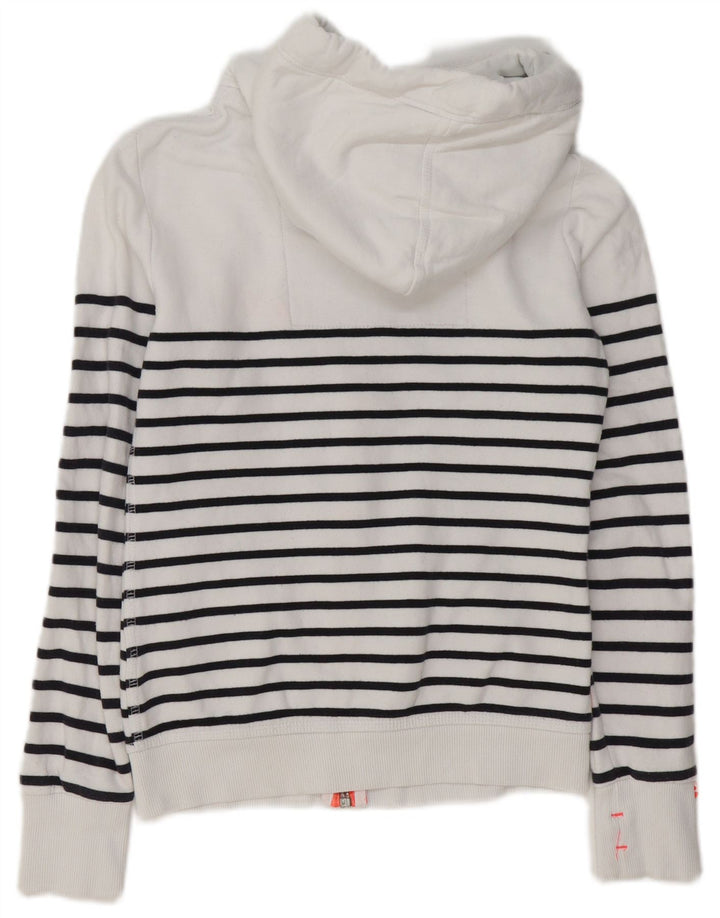 SUPERDRY Damen-Kapuzenpullover mit Reißverschluss, UK 6, XS, weiß gestreift, Baumwolle