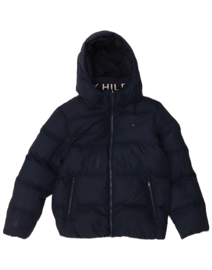 Tommy Hilfiger wattierte Jungenjacke mit Kapuze, 9–10 Jahre, marineblaues Polyester