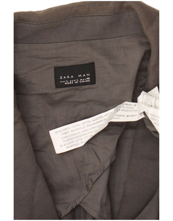 Zara Herren-Strickjacke mit 2 Knöpfen, Gr. 40, große graue Baumwolle