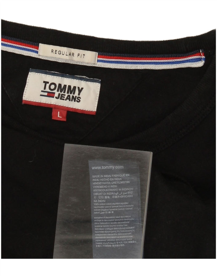 Tommy Hilfiger Herren-Grafik-Oberteil, langärmelig, groß, schwarze Baumwolle