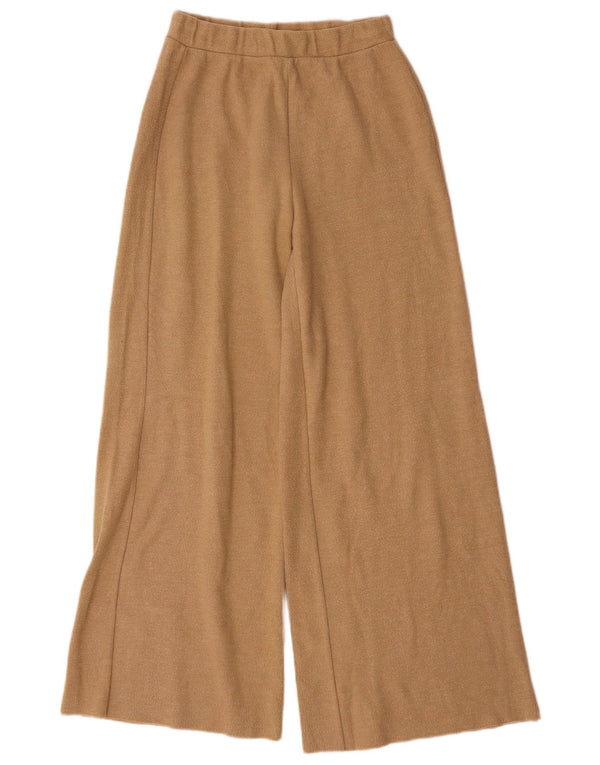 Zara Damen-Trainingshose mit weitem Bein, Größe S, Beige, Baumwolle