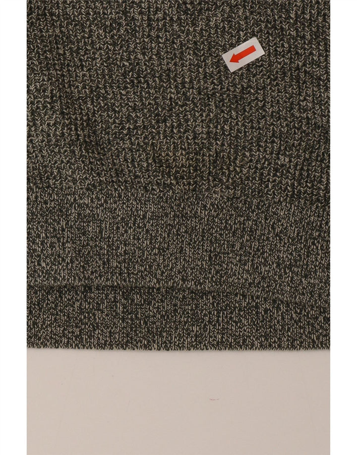 Zara Herren-Pullover mit Rundhalsausschnitt, mittelgrau gesprenkelte Baumwolle