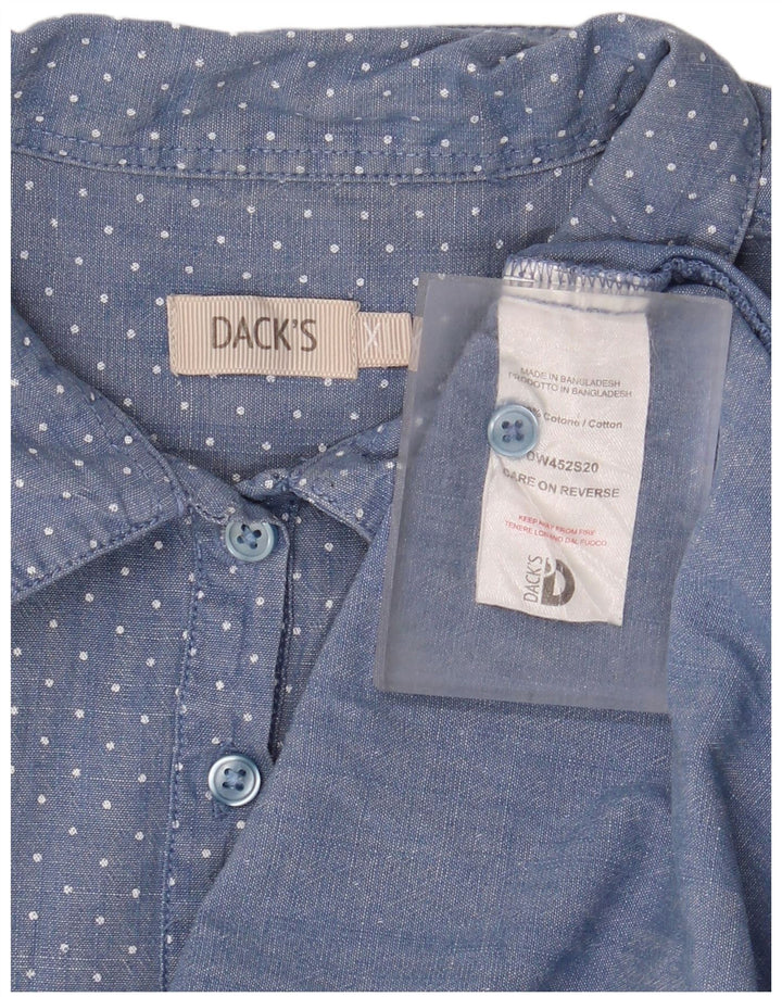 Dack's Kurzarm-Pulloverhemd für Damen, UK 18, XL, blau gepunktete Baumwolle