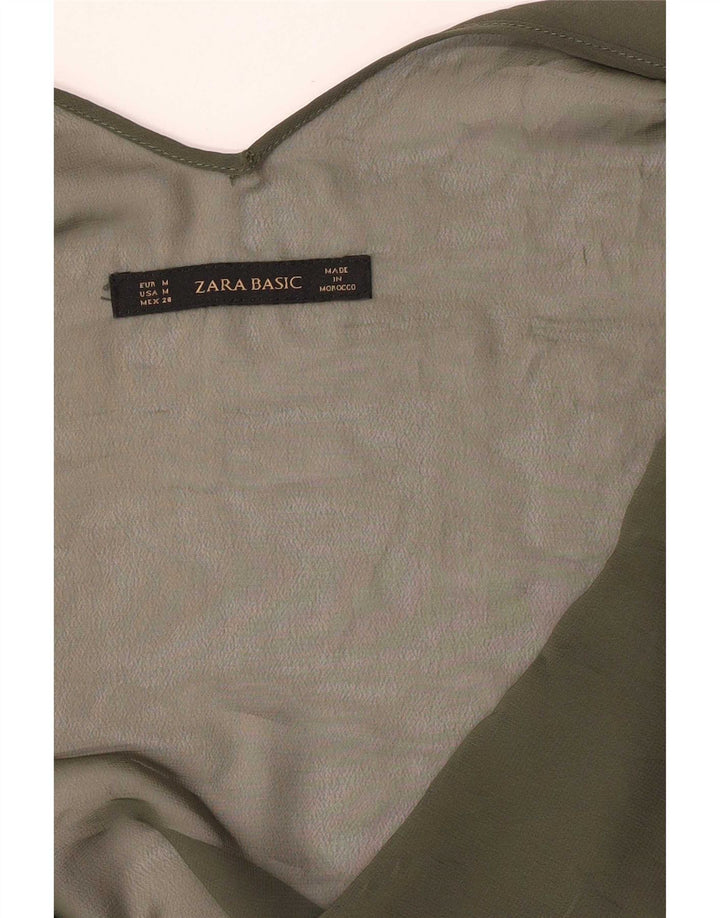 Zara Damen Durchsichtiges Crop Top UK 12 Medium Khaki