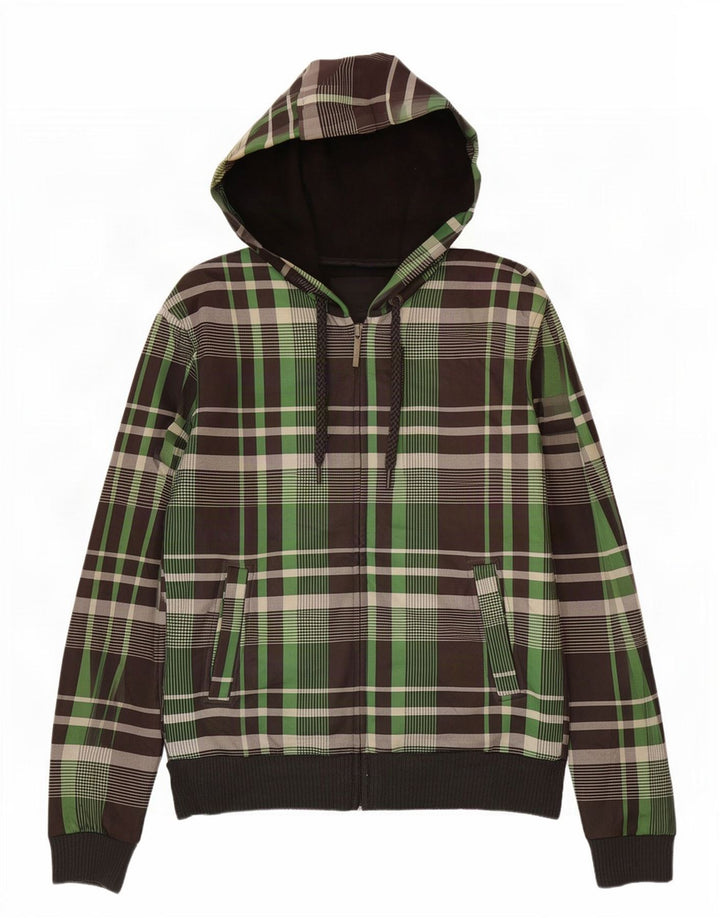 Zara Herren-Kapuzenpullover mit Reißverschluss, groß, mehrfarbig, kariert, Polyester