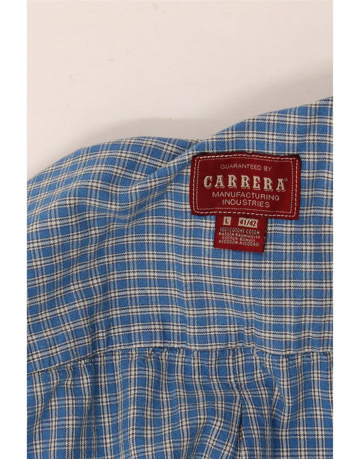 Carrera Herren-Flanellhemd, Größe 41/42, groß, blau kariert, Baumwolle