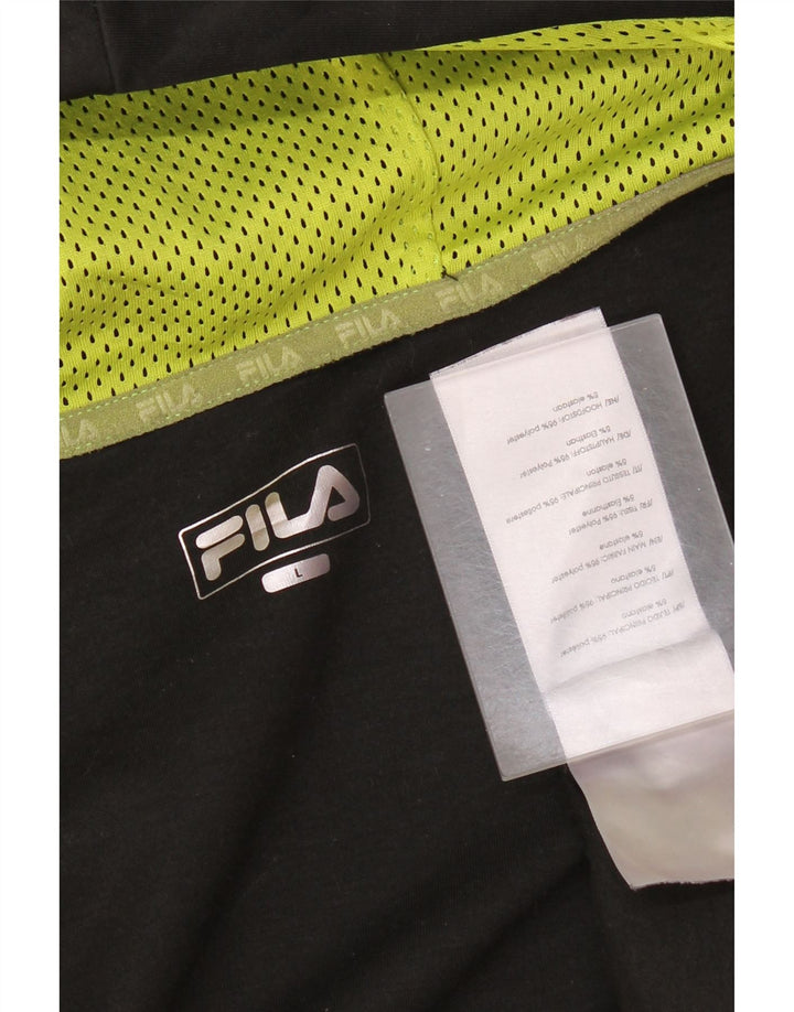 Fila Herren-Kapuzenpullover mit Reißverschluss, groß, aus schwarzem Polyester