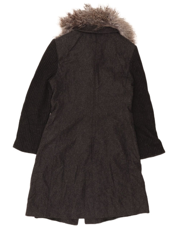 Misto Damen Strickmantel UK 10 Small Graue Colourblock-Wolle