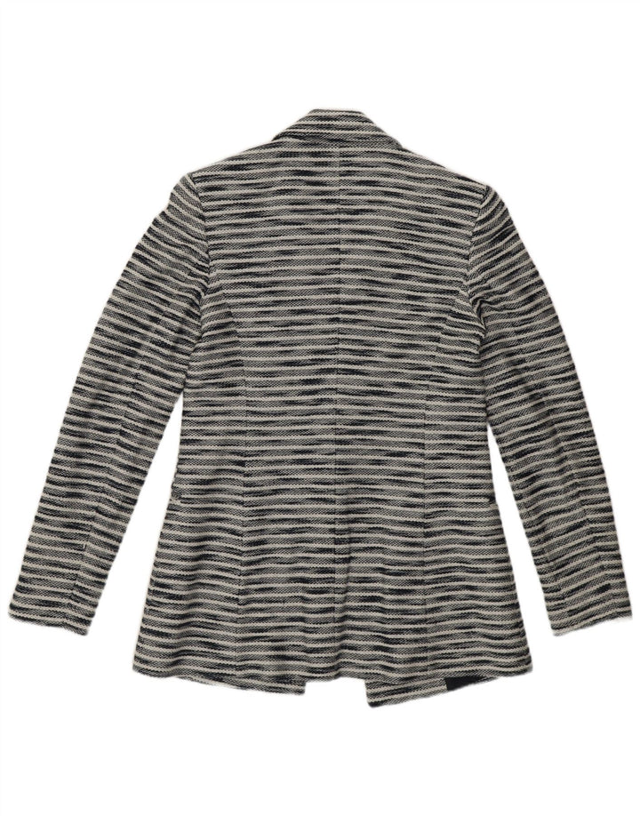 Massimo Dutti Damen Blazer Jacke EU 34 2XS Marineblau gefleckte Baumwolle