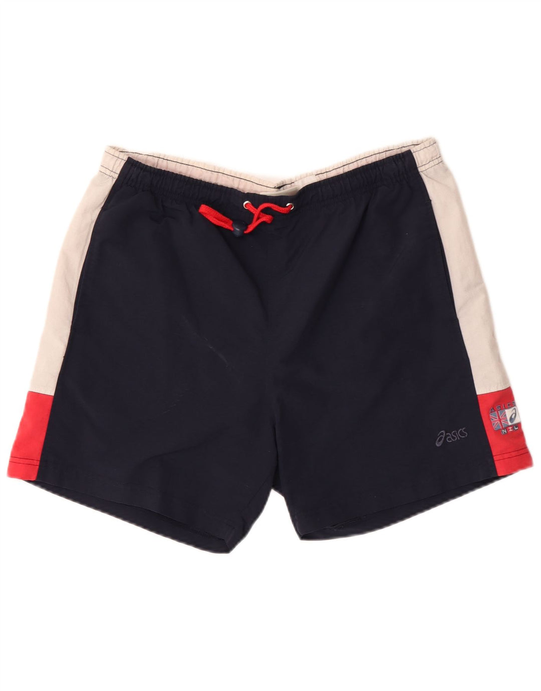 Asics Herren-Badeshorts mit Grafik, groß, marineblau, Colourblock-Polyamid