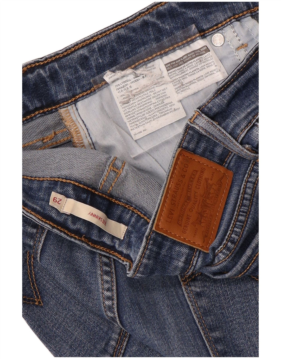 Levi's Damen 711 Skinny Jeans W29 L30 Blaues Lyocell