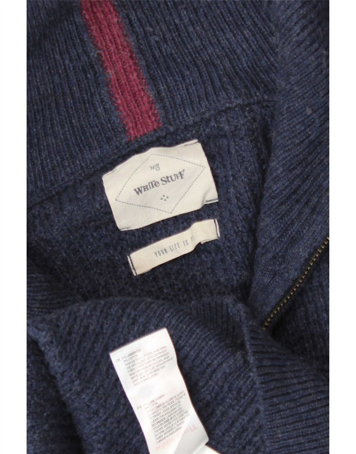 White Stuff Herren-Pullover mit Reißverschluss am Hals, XL, marineblaue Lammwolle