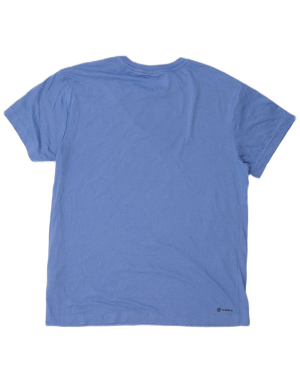 Adidas Damen Aeroready Graphic T-Shirt Top UK 12/14 Mittelblaues Polyester